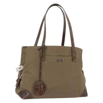 Prada Pre-owned Tote Bags, female, Green, Size: ONE SIZE Pre-owned Vintage Nylon Tote Bag