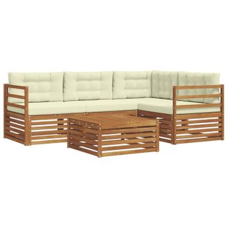 vidaXL Conjunto De Sof&aacute;s De Exterior Con Coj&iacute;n 5 Pcs Natural Y Crema Vidaxl