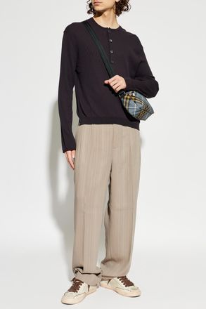 Golden Goose Striped Pattern Trousers, Mens, Beige