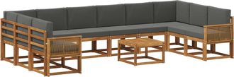 vidaXL Conjunto De Sof&aacute;s De Exterior 11 Uds. Natural Y Antracita Vidaxl
