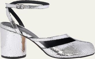 Maison Margiela Tabi Broken Mirror Leather Split-Toe Pumps