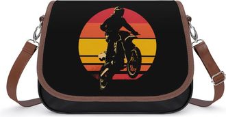 Generic Vintage Sunset Motocross Dirt Bike Small Womens Crossbody Bags Shoulder Handbag with Adjustable Strap for Travel