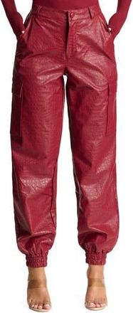 Naked Wardrobe The Crocodile Faux Leather Joggers in Cabernet at Nordstrom Rack, Size Medium