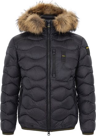 Blauer Black Wave-Pattern Quilted Down Jacket