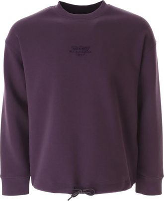 Emporio Armani Sweatshirt met Adelaar Logo en Belettering - Heren - Sweatshirts - Paars - S - Katoen - Hoodies & sweatvesten