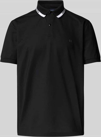Christian Berg Poloshirt mit kurzer Knopfleiste und Logo-Print in Black, Größe XXL