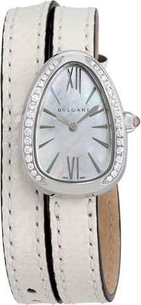 Bulgari Serpenti White Mother of Pearl Dial Ladies Double Leather Watch 102781