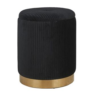 Maisons du monde Taburete-ba&uacute;l dorado y negro