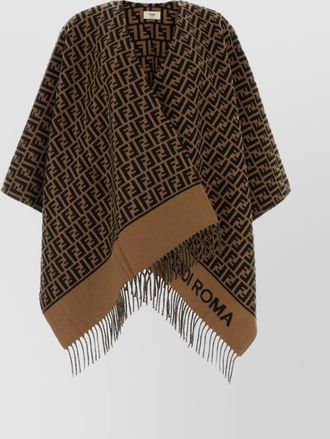 Fendi embroidered wool blend cape