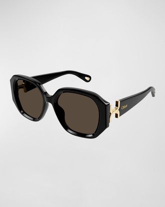Chloé Logo Acetate Square Sunglasses
