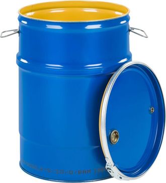 OEM Barril De Acero Oh 60l, Tapa Extra&iacute;ble, 2 Tapones Y 3/4, Interior Barnizado - Azul