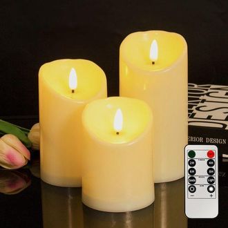 OEM Velas, 3 Unidades, Vela Exterior Impermeable Con Luz Led, Inal&aacute;mbrica Y Segura, 7,510-12,5-15 Cm, Vela Led Intermitente, Estilo 2