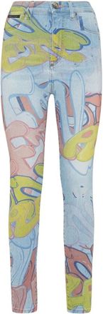 Philipp Plein Super High Waist Jegging Bombing Graffiti - Dames - Skinny Jeans - Veelkleurig - W27 - Katoen - Jeans