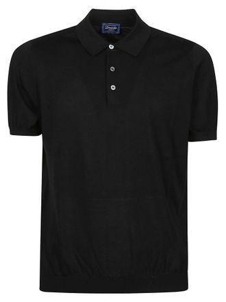 Drumohr Black Minimalist Cotton Logo Polo