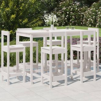 Berkfield Home 7 Piece Garden Bar Set White Solid Wood Pine