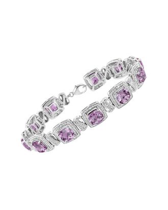 House of Brilliance Haus Of Brilliance Colorful Gemstones Silver 1.55 Ct. Tw. Diamond & Lab-Grown Amethyst Tennis Bracelet