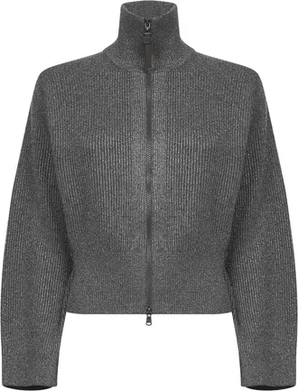 Brunello Cucinelli Truien & Vesten, Dames, Grijs, S, Kasjmier, Sprankelende Kasjmier Gebreide Trui