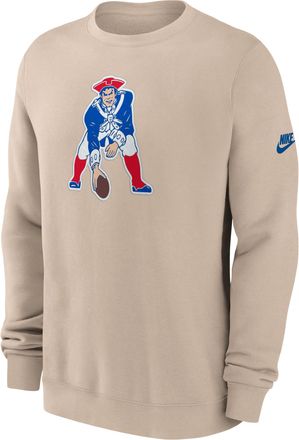 Nike New England Patriots Rewind Club Nike Mens NFL Pullover Crew in Brown | NKPU05Y8KV-SP5
