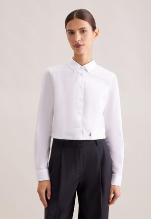 Seidensticker Hemdbluse SEIDENSTICKER, Damen, Gr. S(36), weiss (wei&szlig;), 96% Baumwolle, 4% Elasthan, unifarben, slim fit, ohne Ausschnitt, Blusen Hemdbluse, 1/1 Krage
