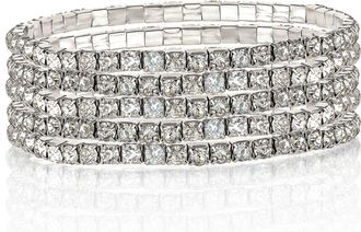 Jessica Simpson 5-Piece Rhinestone Bracelet Set in Silver at Nordstrom