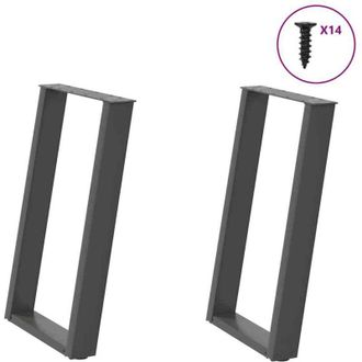 vidaXL Vidaxl - Patas Para Mesa De Comedor En Forma De U (2 Unidades), Antracita, 60 X (72-73) Cm, Acero