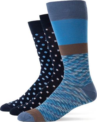 Lorenzo Uomo Assorted 3-Pack Crew Socks in Navy at Nordstrom Rack, Size 10-13