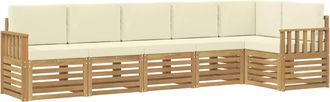 vidaXL Conjunto De Sof&aacute;s De Exterior 6 Uds. Blanco Y Crema Poli&eacute;ster Vidaxl