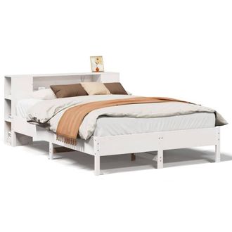 Berkfield Home Bookcase Bed without Mattress White 150x200 cm King Solid Wood Pine