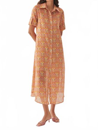 Exquise Kailani Midi Floral Patterned Shirt Dress In Multi Color