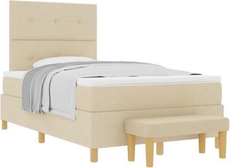 vidaXL Box Spring Bed with Mattress Cream 120 x 200 cm Fabric vidaXL