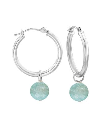 Liv Oliver Silver Plated 11.70 Ct. Tw. Amazonite Drop Hoops