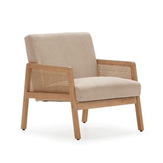 Calicosy Sill&oacute;n de tela con patas de madera y rat&aacute;n l68 cm