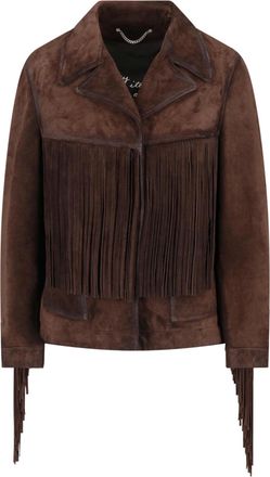 Golden Goose Brown Classic Lapel Fringe Calf Suede Jacket
