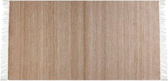 Beliani Alfombra Beige Arena 80 X 150 Cm Pet Reciclado Flecos Interior Exterior Malhia