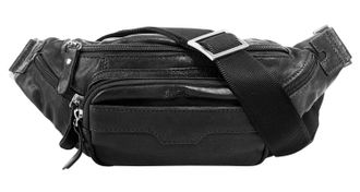 Bagan G&uuml;rteltasche BAGAN, Damen, Gr. B/H/T: 33cm x 12cm x 5cm onesize, schwarz, Leder, vintage, Taschen G&uuml;rteltasche, echt Leder