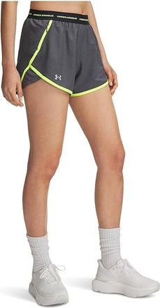 Under Armour Fly By 3-Inch Novelty Shorts Womens Skirt Castlerock/High Vis Yellow/Reflective : LG (US 12-14), Polyester
