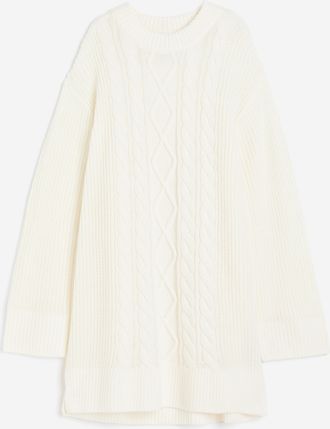 H&M Oversized Strickkleid - White