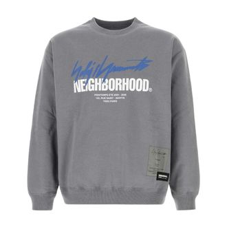 Yohji Yamamoto Sweatshirts, male, Gray, Size: L X Neighborhood Logo-Print Sweatshirt