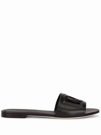 Dolce & Gabbana Dg Logo Leather Flat Sandals-Donna