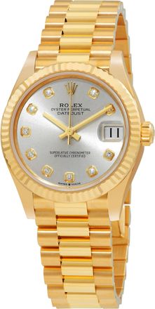 Rolex Datejust 31 Automatic 18kt Yellow Gold Diamond Silver Dial Ladies Watch 278278SDP