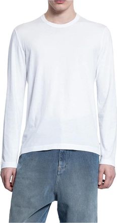 James Perse Long Sleeve T-Shirts, male, White, 2XL, Soft Cotton Long Sleeve Crew Neck
