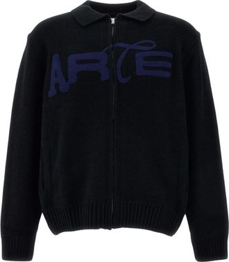 Arte Stencil Zip Cardigan - Knitwear - Hombre - Negro - XL
