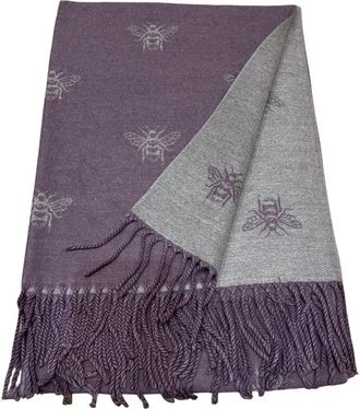 World of Shawls WINTER WARMER Reversible Thick Long Bumble Bee Print Fashion Scarf Blanket Wrap (Lavender/Silver)