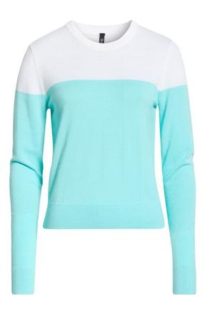 Lord & Taylor Merino Wool Blend Sweater in Limpet/Brilliant White at Nordstrom, Size X-Large