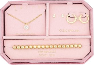 Leith Cubic Zirconia 4-Piece Assorted Jewelry Set in Clear- Gold at Nordstrom Rack