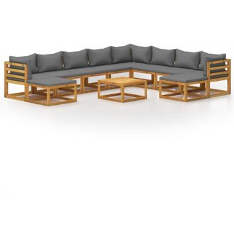 vidaXL Muebles De Jard&iacute;n 11 Pzas Cojines Madera Maciza De Acacia Vidaxl