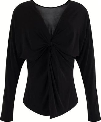 Semicouture Overhemden, Dames, Zwart, XL, Zwarte V-hals Jersey Blouse