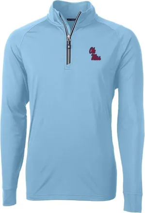 Cutter & Buck Mens Cutter & Buck Light Blue Ole Miss Rebels Adapt Eco Knit Quarter-Zip Pullover Jacket at Nordstrom, Size Medium