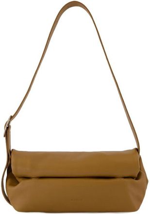 Jil Sander Khaki Leather Rollup Small Square Belt Shoulder Bag