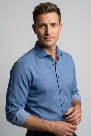 Olymp Businesshemd OLYMP Level Five body fit, Herren, Gr. 37, N-Gr, blau, Web, Obermaterial: 97% Baumwolle, 3% Elastolefin, 2-Knopf-Manschette, Hemden Busin